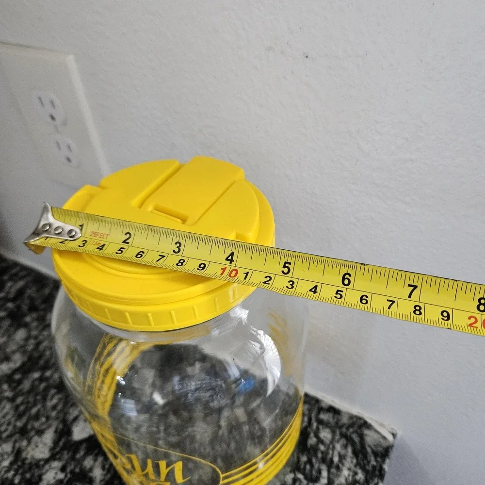 vintage sun tea‎ jar glass gallon iced tea bright yellow with lid